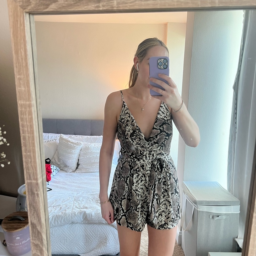 She + Sky Boutique Snake Print Romper